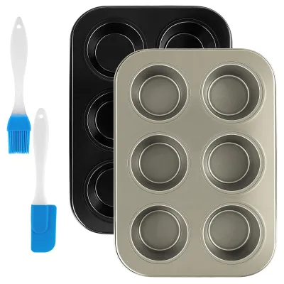 Muffinblech-Set, 2er-Pack, 6er-Form, Kohlenstoffstahl, 29x18 cm