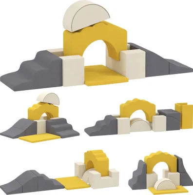 Image de Blocs en mousse pour enfants - Jeu de motricité - 7 pièces - Pour grimper et ramper - Adapté aux enfants de 0 à 3 ans - 50x40x25 cm - Jaune
