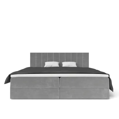 Produktbild von QLA Möbel Boxspringbett Bergamo 200x200  mit 2 Bettkästen, Doppelbett mit Matratze und Topper, Polsterbett, Bett. Farbe Grau
