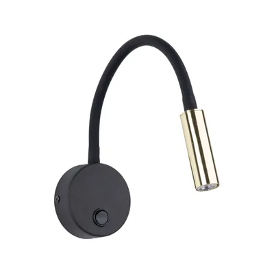 Produktbild von Wandlampe mit Schalter Metall Flexarm 45 cm hoch in Schwarz Gold G9 Wandleuchte