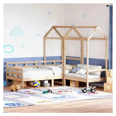 Produktbild von Tagesbett und Sitzbank-Set mit Dach ohne Matratze 80x200 cm
