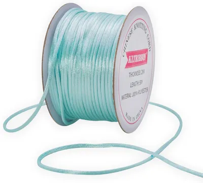 Imagen del producto de Hilo de satén, 2 mm de ancho, color azul claro, 50 metros, para la fabricación de joyería