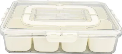 Zdjęcie produktu dla Portable Snackle Box Container 8 Compartment Clear Snack Platters Divided Serving Tray with Lid and Handle for Candy Veggie Fruit Nuts