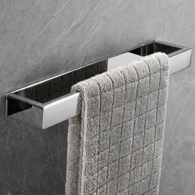 Obrázek produktu pro Držák na ručníky, bez nutnosti vrtání, samolepicí, chromovaný, nerezová ocel, 30 cm