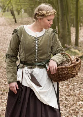 Zdjęcie produktu dla Średniowieczna kurtka Griselda z aksamitu, zielona - gorset z bawełny - średniowieczna odzież damska Viking LARP rozmiar: XL