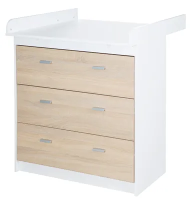 Produktbild von roba Wickelkommode mit abnehmbarem Wickelansatz 'Gabriella', bicolor, 3 Schubladen, Wickelhöhe 90 cm