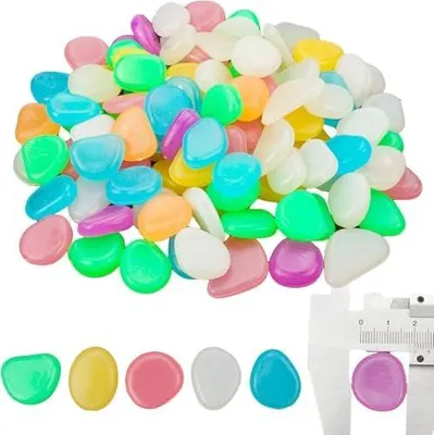 Produktbild von 300 bunte, nachtleuchtende Kieselsteine für Garten, Aquarium, Wege, Rasenflächen und Blumentöpfe