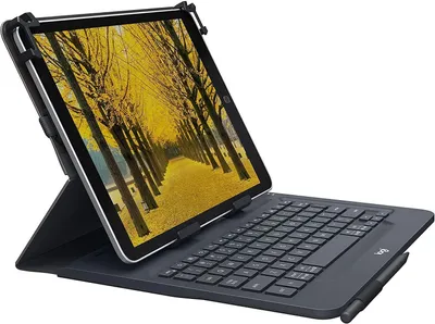 Produktbild von Logitech Universal Folio Tablet Hülle mit Kabelloser Tastatur Bluetooth 2 Jahre Batterielaufzeit Für 9 Zoll 10 Zoll Tablets Apple Android & Windows-OS Italienisches QWERTY Layout Schwarz High-End