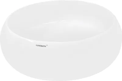 Produktbild von LuxeBath Waschbecken Aufsatzwaschbecken Rund, Ø 35x12 cm, Weiß, aus Keramik