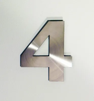 Produktbild von Hausnummer "4", VIER, Edelstahl matt gebürstet