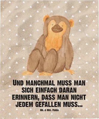 Produktbild von Mr. & Mrs. Panda Tagesdecke Affe - Sandig - Geschenk, Affen, Plaid, Afrika, Selbstbewusstsein, Motivation, Liebe, Kuscheldecke, Wohndecke, Selbstliebe, Sofadecke, Decke