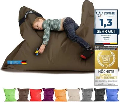 Produktbild von Lazy Bag Sitzsack XL 250 Liter Braun - Wasserfester Riesensitzsack für Indoor & Outdoor | Waschbarer Bean Bag für Kinder & Erwachsene