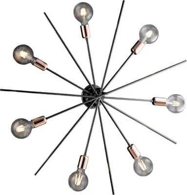 Immagine prodotto di Bloom Plafoniera ferro cromo nero e rame 7 luci H.14 Ø95 BL200-PL7-NR