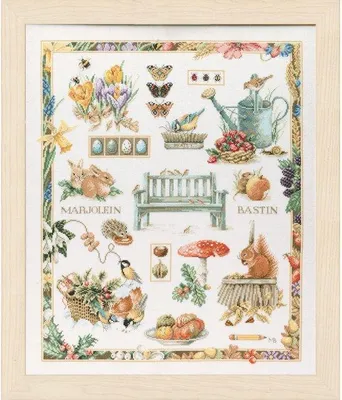 Produktbild von Stichmuster-Set für Kreuzstich, Wandbild "VIER JAHRESZEITEN", Bastelset für Wanddekoration, 52 x 63 cm, Stickerei mit Zählvorlage, DIY-Set, modernes Kreuzstich-Projekt, Geschenkidee für Erwachsene