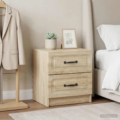 Image de vidaXL Table de chevet, lot de 2, chêne Sonoma, 43 x 34,5 x 44,5 cm, aggloméré