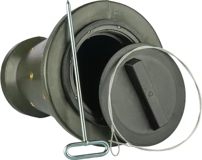 Produktbild von Berger & Schröter | Futtertrommel Futterkegel Kegelform Sauenkreisel Kirrtrommel mit Bodenanker & Befestigungsseil, 14mm Löcher+verstärkten Metallösen