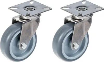 Produktbild von 75mm 3" Edelstahlrollen grau Gummi, drehbar, 120kg, 2er Set