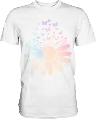 Produktbild von Gänseblume Frauen Schmetterling T-Shirt – White / XXL