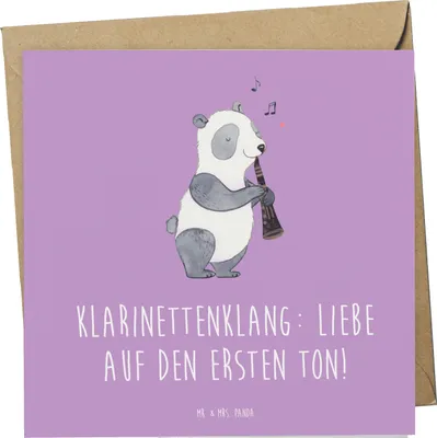 Produktbild von Mr. & Mrs. Panda faltkarte Klarinette Liebe  - Lavendeltraum - Geschenk, Klappkarte, Klarinettenspieler, Ensemble, Musik, Musikliebhaber, Musikgeschenke, Ensembles
