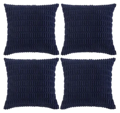 Obrázok produktu pre Sada štyroch obliečok na vankúše z velúru, rozmery 40 x 40 cm, farba tmavomodrá