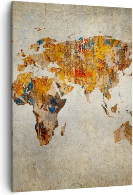 Produktbild von Bild auf Leinwand - Leinwandbild - Einteilig - Welt Karte Kontinente Geographie - 50x70cm - Wand Bild - Wandbilder - Leinwanddruck - Wanddekoration - Leinwand bilder - Wandbild - PA50x70-2783