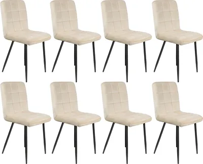 Produktbild von 8er Set Esszimmerstühle Küchenstuhl Polsterstuhl Sitzfläche aus Samt mit Rückenlehne für Küche Esszimmer Beige