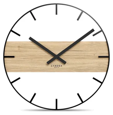 Wanduhr Vintage 33 cm Metall Holz geräuschlos schwarz
