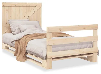 Image de vidaXL Lit en bois massif avec tête de lit 100x200 cm pin