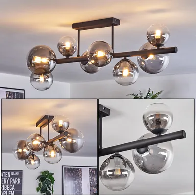 Produktbild von Isorella Deckenlampe aus Metall/Glas in Schwarz/Rauchfarben/Klar