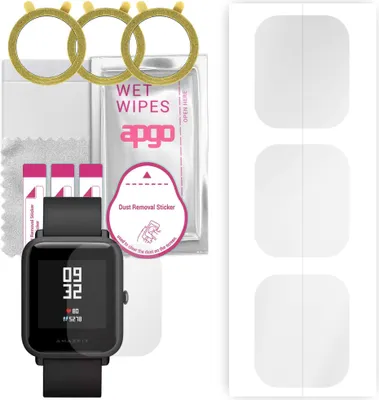 Produktbild von apgo 3 Stück Schutzfolie, klar, kompatibel mit Amazfit BIP Smartwatch, Hydrogel Displayschutzfolie mit Positionierhilfe, Displayfolie, robust und kratzfest