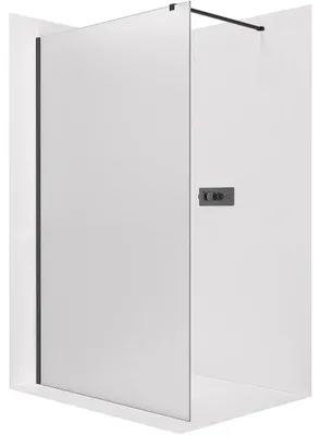 Obrázek produktu pro Sprchová zástěna Walk-in Onyx Cube L/P - 8 mm - hranatá vzpěra - černá matná, mléčné sklo - 30x200 cm
