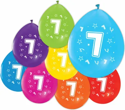 Immagine prodotto di Palloncini con numero 7 stampato su 2 lati, 8 pz.