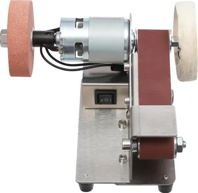 Produktbild von Elektrischer Mini-Bandschleifer - Tischgerät/Poliermaschine - EU-Stecker - 150 W AC - 7 Stufen - Tisch 1–45° - Band 30×330 mm - 20 Schleifbänder - Schwarz