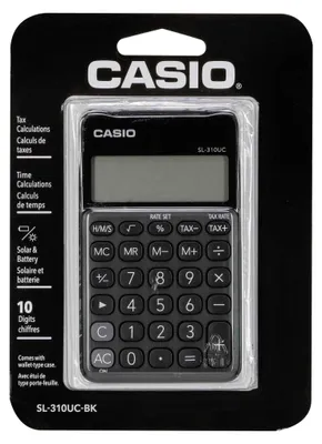 Zdjęcie produktu dla Casio SL-310UC-BK, Kieszeń, Podstawowy kalkulator, 10 cyfr(y), Bateria/Energia słoneczna, Czarny
