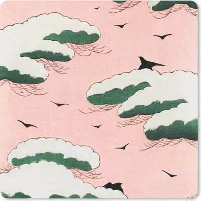 Produktbild von MuchoWow® Mauspad Mousepad Japanisch - Vogel - Wolke - Vintage 20x20 cm - Mousepads - Maus Mat - Pad - Mausunterlage - Desk Mat - Bureauartikeln