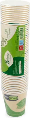50 Wasserbecher 200 ml, Papier, PLA-beschichtet, biologisch abbaubar