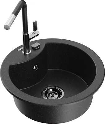Produktbild von Mexen Diego 1-Becken-Granitspüle mit Mischbatterie Flora, Schwarz/Silbermetallic - 6512-73-670401-07-B