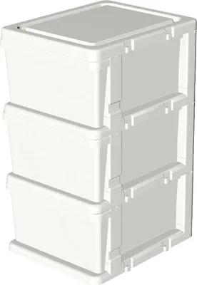 Produktbild von Famanu Aufbewahrungsbox mit 3 Fächern und 4 Rollen - Weiß