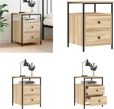 Produktbild von vidaXL Nachttisch Sonoma Eiche 44x45x60 cm Holzwerkstoff - Nachttisch - Nachttische - Nachtschrank - Nachtkommode
