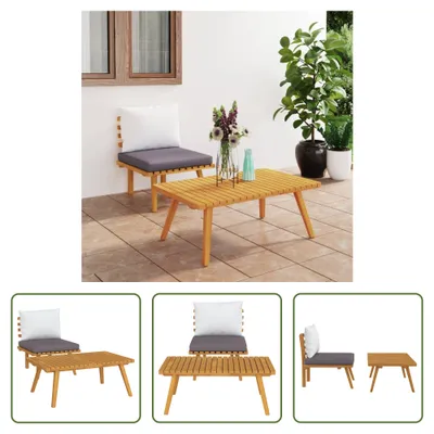 Produktbild von The Living Store 2-tlg. Garten-Lounge-Set mit Kissen Massivholz Akazie