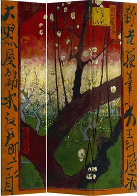 Produktbild von Fine Asianliving Paravent Raumteiler Spanische Wand Trennwand Room Divider Raumtrenner Sichtschutz Japanisch Orientalisch Chinesisch L120xH180cm Bedruckte Canvas Doppelseitig Asiatisch