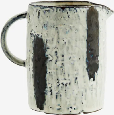Produktbild von Krug aus Steingut mit Streifen-Design, dunkelgrau & dunkelblau, Ø 9 cm H 11,5 cm