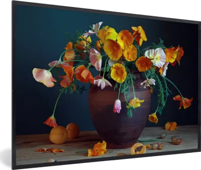 Produktbild von MuchoWow® Gerahmtes Poster Vase - Farben - Stilleben 90x60 cm - Poster mit Schwarzem Bilderrahmen Wandposter Rahmen Foto Bilder - Fotorahmen - Foto-Plakat