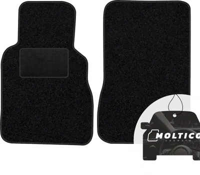 Produktbild von moto-MOLTICO Vorne Fußmatten Auto Velours Autoteppiche Schwarz Automatten Set 2-teilig passend für Mercedes-Benz E-Klasse W123 1975-1986