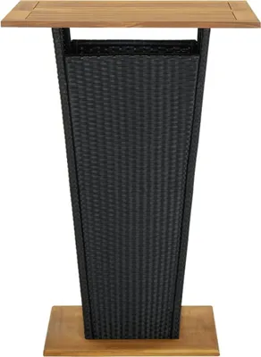 Produktbild von vidaXL Bartisch Schwarz 80x80x110 cm Poly Rattan und Massivholz Akazie