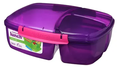Produktbild von Sistema Lunchbox/Brotdose Triple Split mit Joghurtbehälter, Brotdose, Gemischte Farben, Einfarbig, Rechteckig, Neuseeland, 2 l