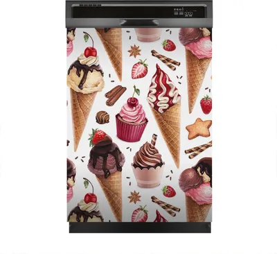 Produktbild von Magnete Dekorative 60x80 cm Küche Magnetmatte Spülmaschine - Eiscreme Kirsche Erdbeere