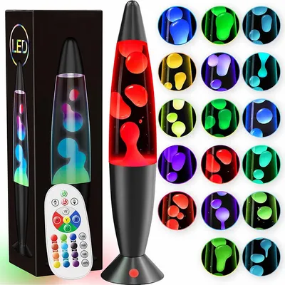 Produktbild von Lavalampe LED 35,6 cm, Lava Lampe mit Fernbedienung, 17 Farben, 4 Modi, RGBW Farbwechsel, 8h Timer, Stimmungslicht für Schlafzimmer