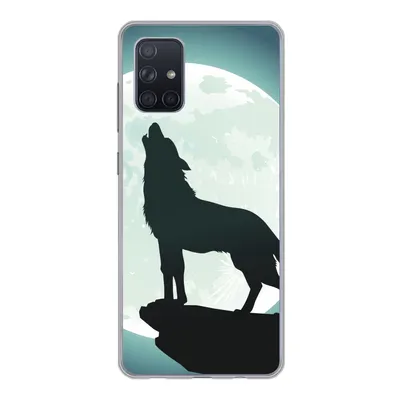 Produktbild von MuchoWow® Handyhülle Schutzhülle Hülle für Samsung Galaxy A51 Wolf - Mond - Stein Silikon Softcase Handy Hülle - Schutzabdeckung