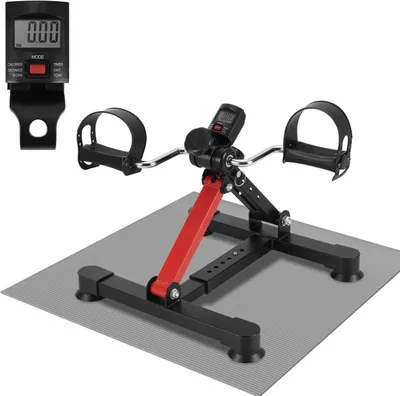 Produktbild von Peviasot Mini Bike Heimtrainer, Fahrrad Beintrainer mit LCD-Display, Pedaltrainer Faltbares, Fahrradtrainer Einfach zu Bedienen, Schwarzrot